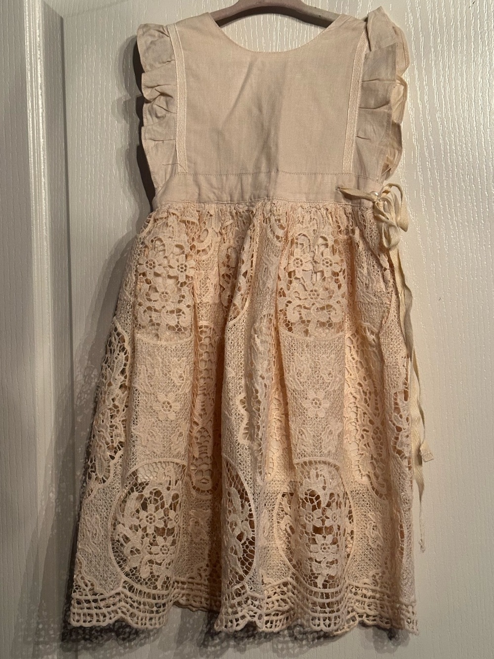 Ivory Lace Ruffle Sleeve Girls' Formal Dress
